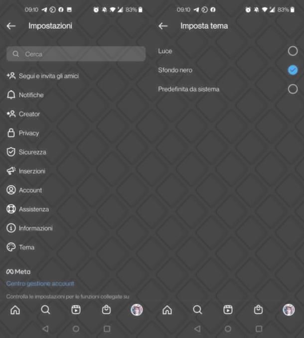 Come rimuovere il tema scuro su Instagram