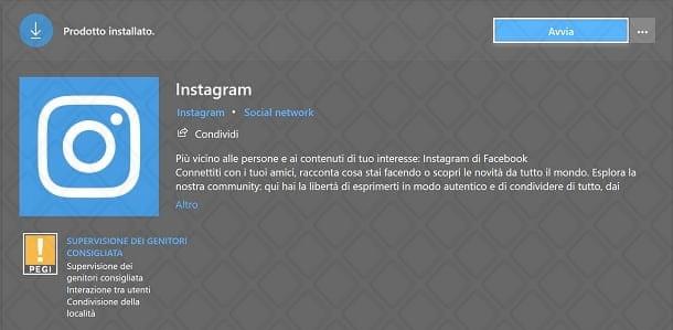 Instagram app per Windows 10