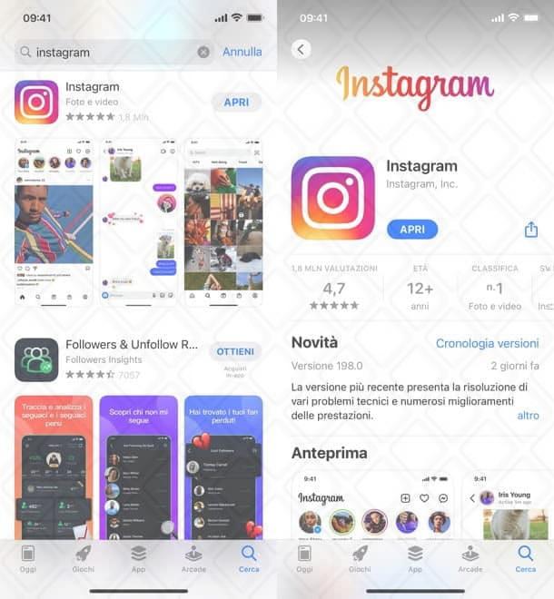 Aggiornare Instagram iPhone