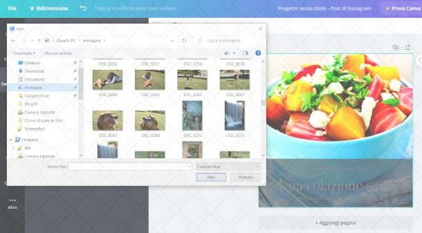 caricamento immagine da computer su Instagram per PC