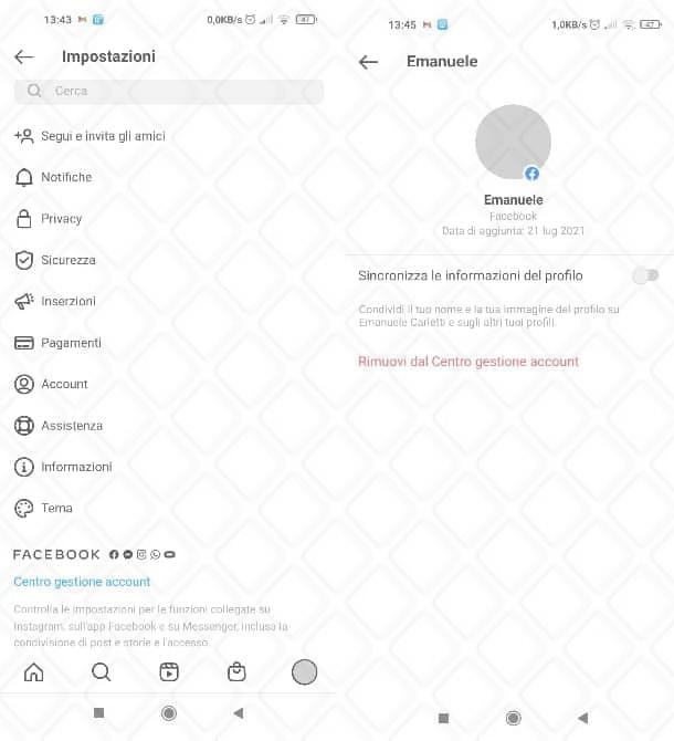 Come dissociare Instagram da Facebook tramite app