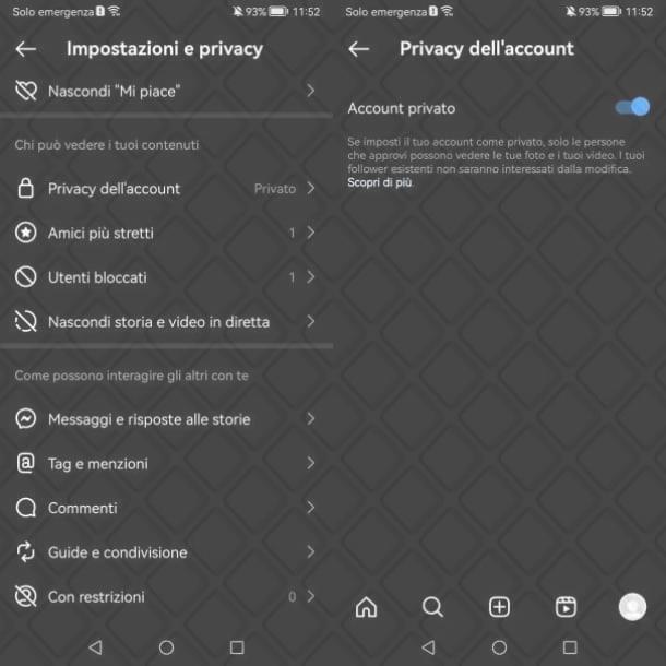 Come funziona Instagram profilo privato