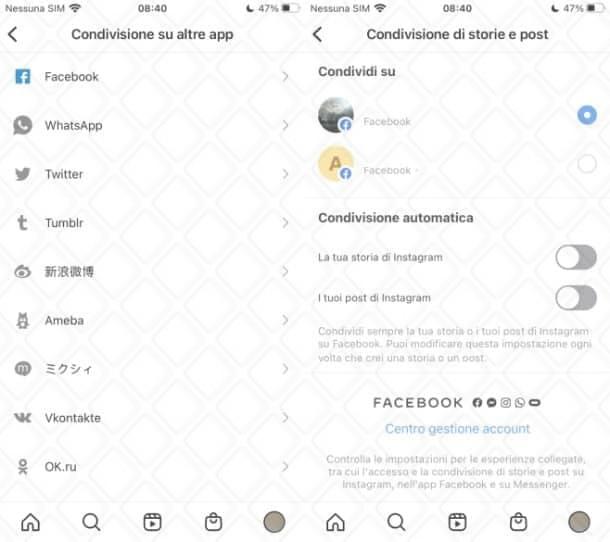Collegare Instagram a una pagina Facebook