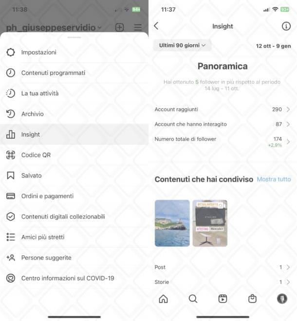 Visualizzare Insight di Instagram