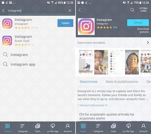 Instagram Android su Amazon Appstore