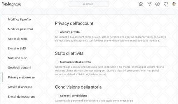 Come nascondere lo stato online su Instagram da PC