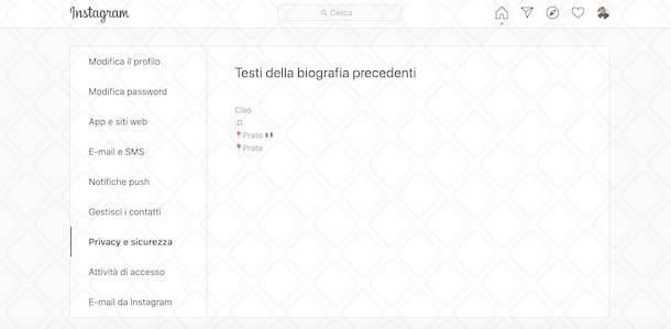 come si vedono le vecchie bio di Instagram