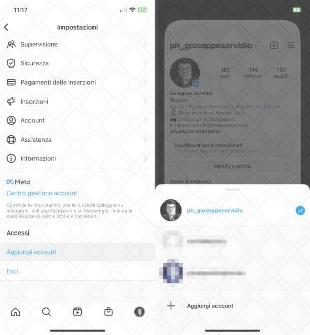 Guida su come aggiungere un account su Instagram da mobile