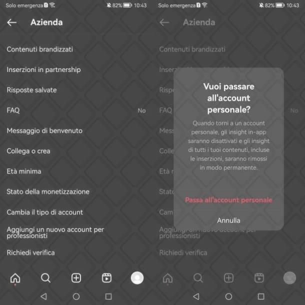 Come modificare profilo Instagram da aziendale a privato