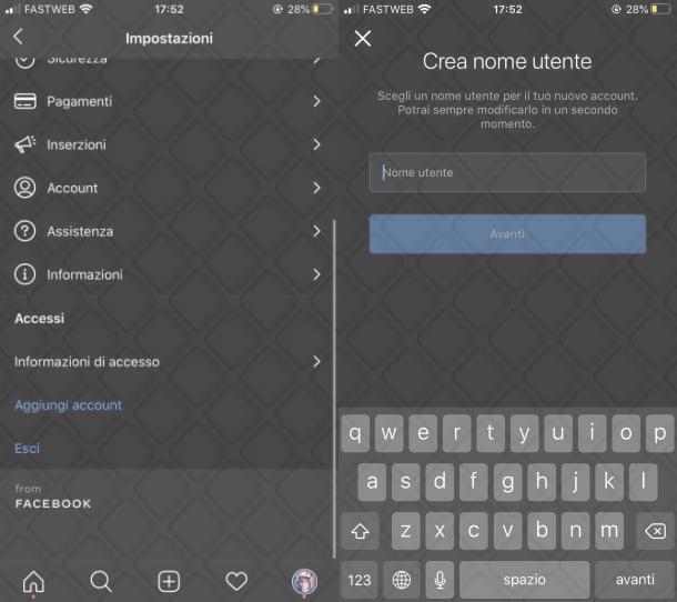 Aggiungere più account su Instagram