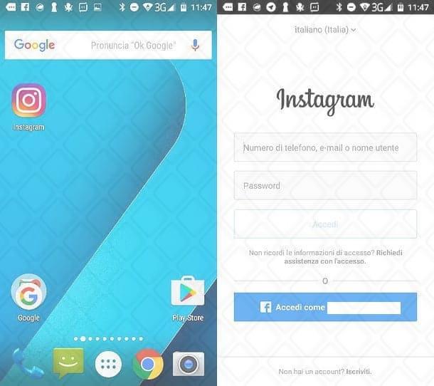 Registrarsi a Instagram tramite Facebook