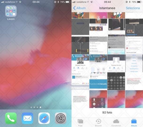 Esempio di screenshot del schermo iOS