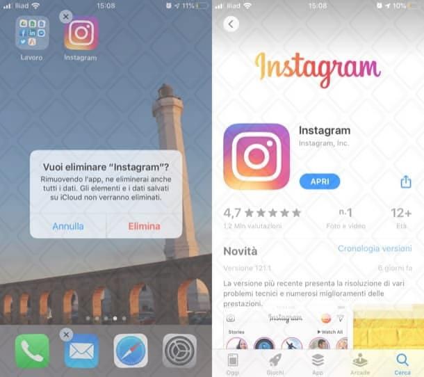 Rimettere app Instagram