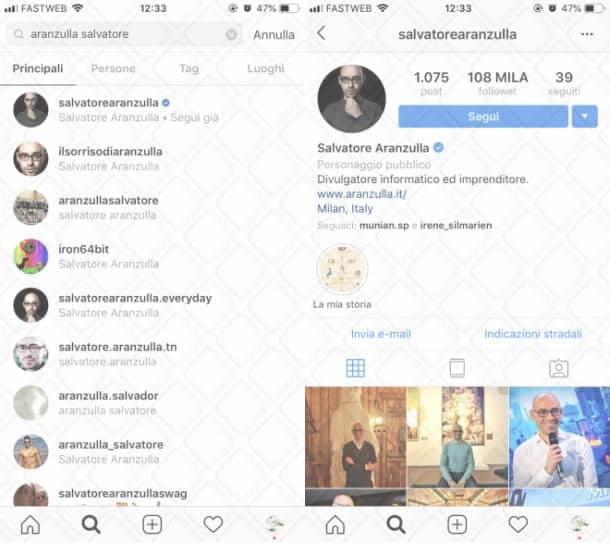 Istruzioni su come seguire su Instagram