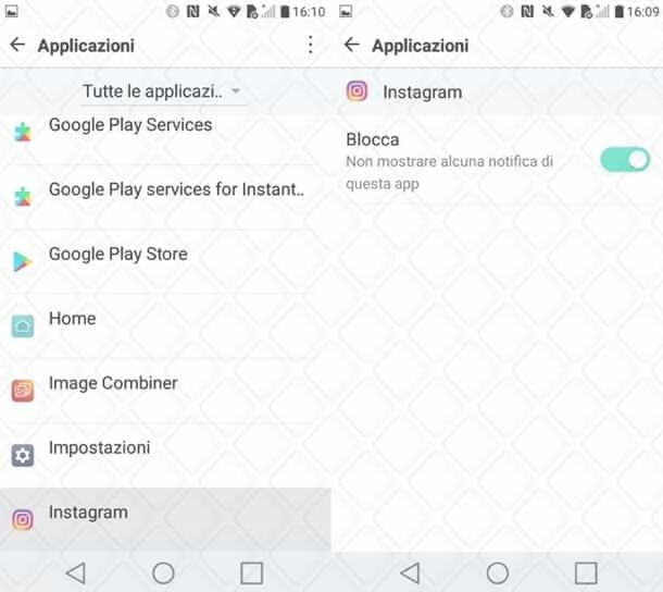 Disattivare notifiche Instagram su Android