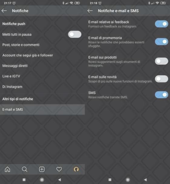 Disattivare notifiche e-mail di Instagram
