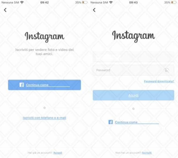 Come accedere a Instagram tramite Facebook