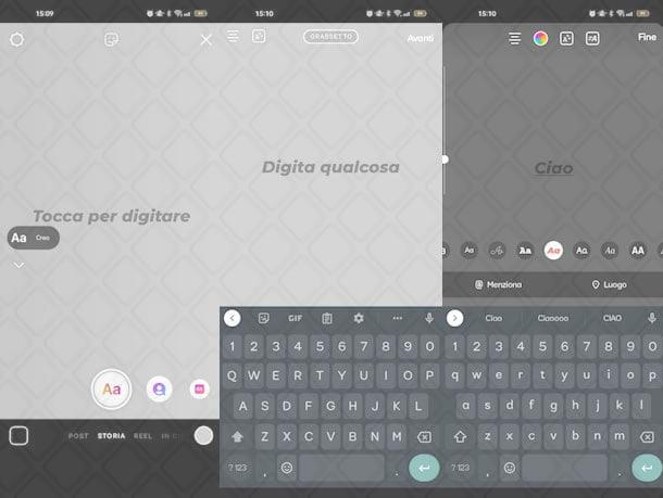 Scrittura su Instagram nelle storie