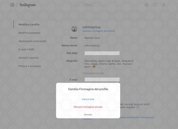 Tutorial su come cambiare il profilo Instagram utilizzando il PC