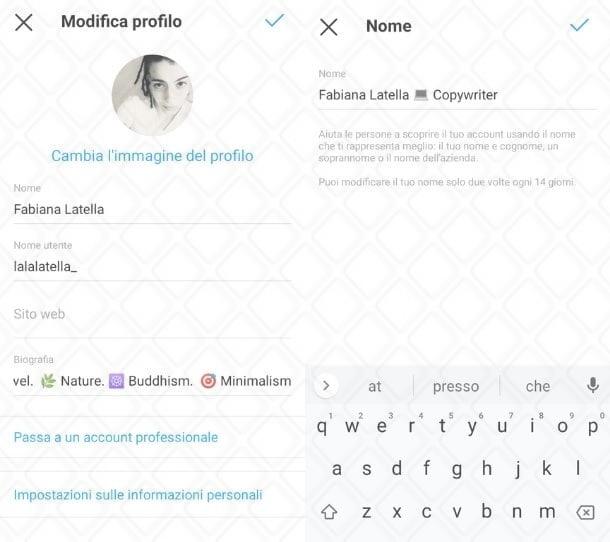 Modificare il Nome Instagram