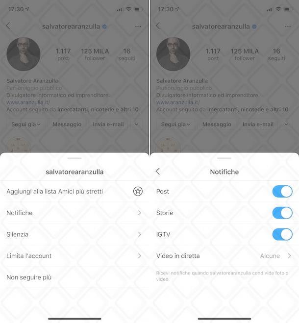 Notifiche personalizzate Instagram