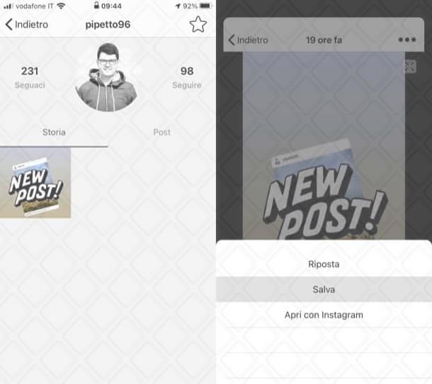 App per la condivisione di una storia di Instagram