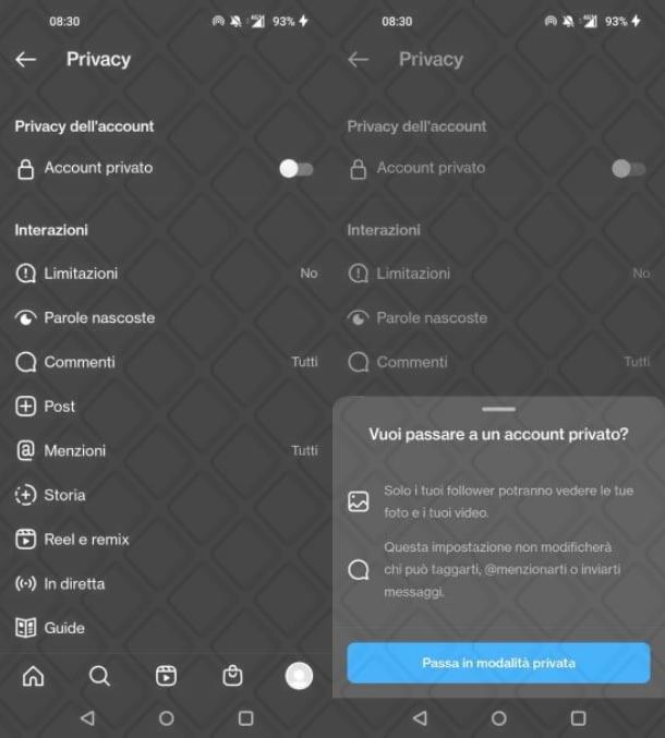 Come mettere il profilo privato su Instagram su Android