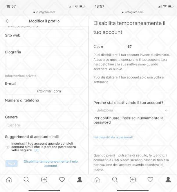 Come sospendere temporaneamente il tuo account Instagram tramite telefono