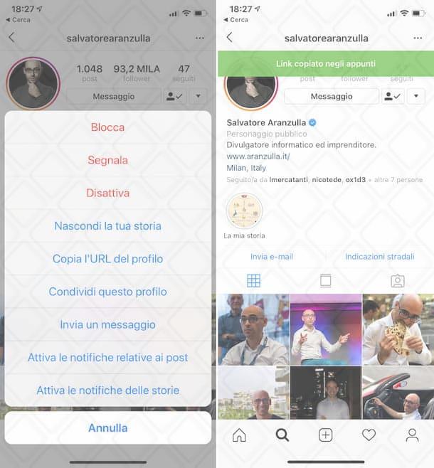 Come duplicare il link di Instagram