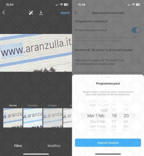 Programmare post tramite l'app di Instagram