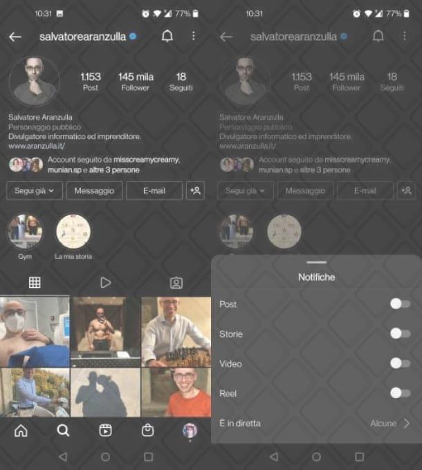 Come attivare le notifiche Instagram di un altro utente