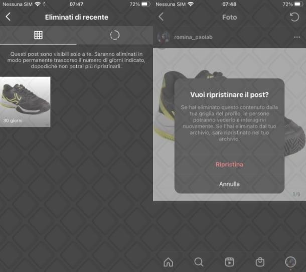 Come ripristinare foto eliminate su Instagram