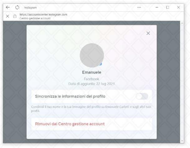 Scollegare Instagram da Facebook computer