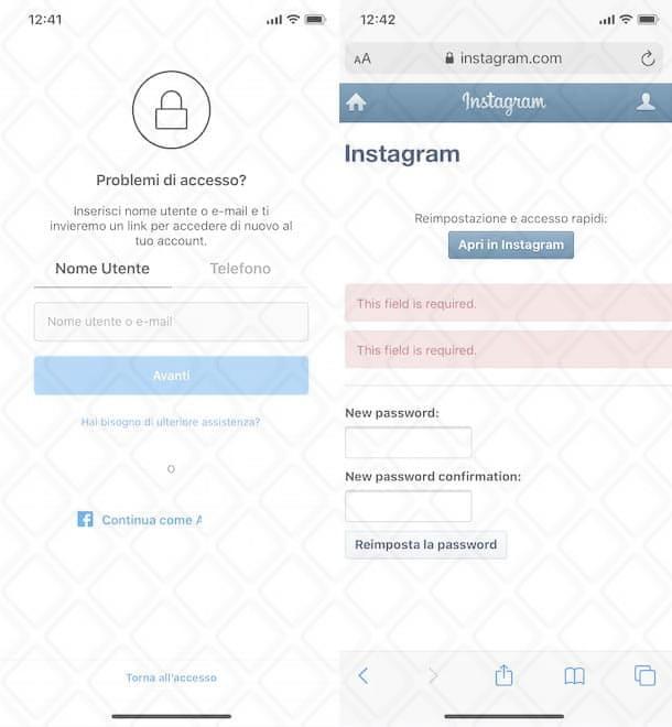 Come recuperare la password di Instagram tramite email