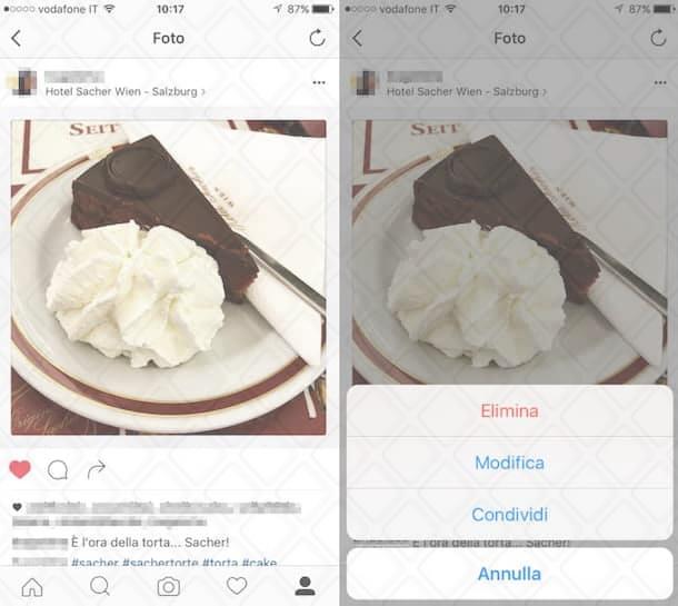 Gestione delle immagini condivise su Instagram