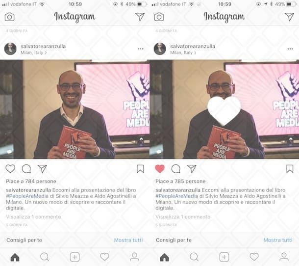 Come fare mi piace su Instagram app