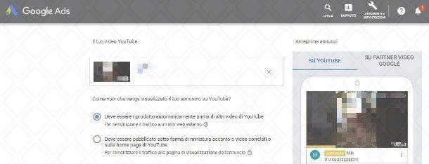 Posizione video su YouTube