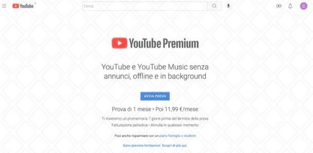 Come avviare la prova di YouTube Premium da computer