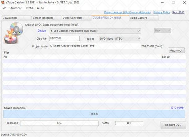 aTube Catcher per la creazione di DVD