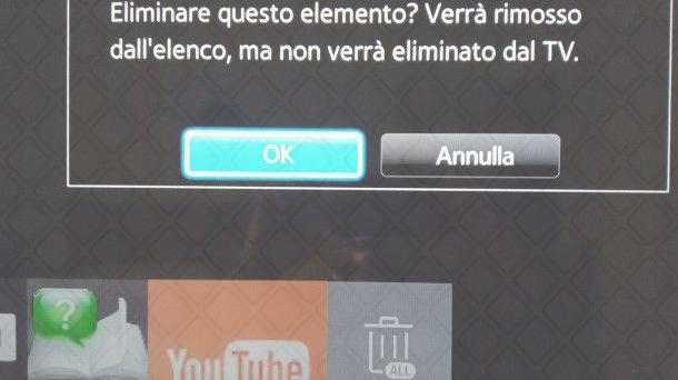 disattivazione YouTube da Smart Hub Samsung