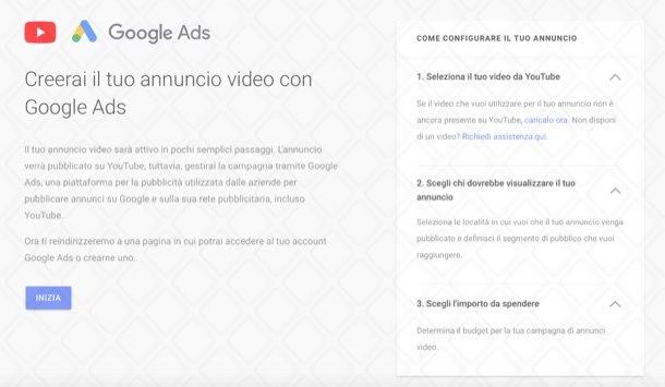 Pubblicare video annuncio su YouTube