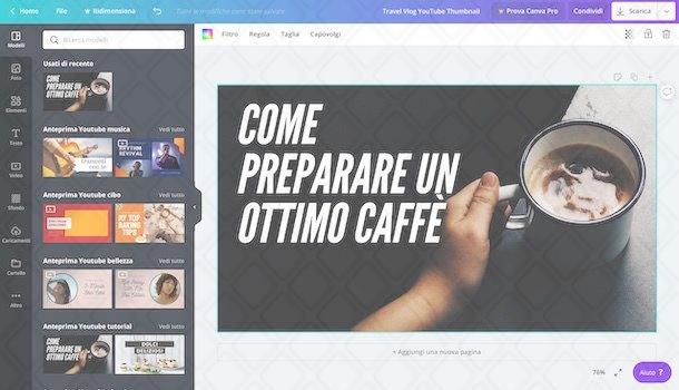 Esempio copertina per YouTube con Canva