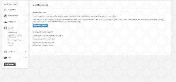 Screenshot che mostra come guadagnare soldi con YouTube