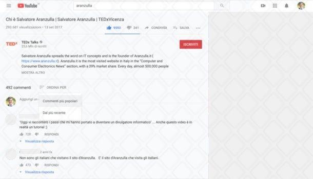 Come vedere i commenti su YouTube dal PC