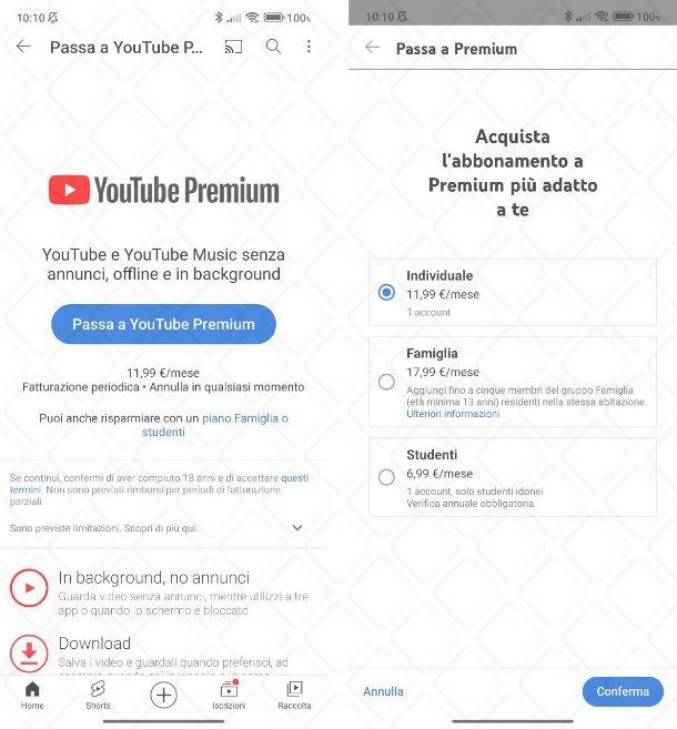 App di YouTube priva di inserzioni pubblicitarie