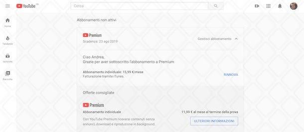 Come riattivare YouTube Premium