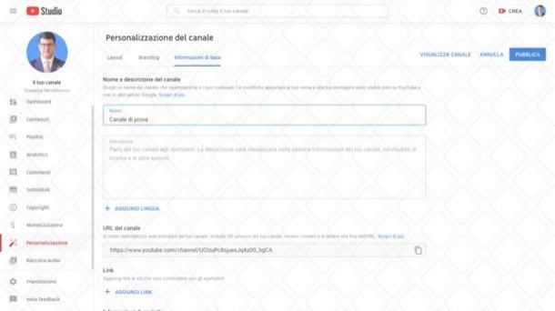 Guida per cambiare il nome del canale YouTube