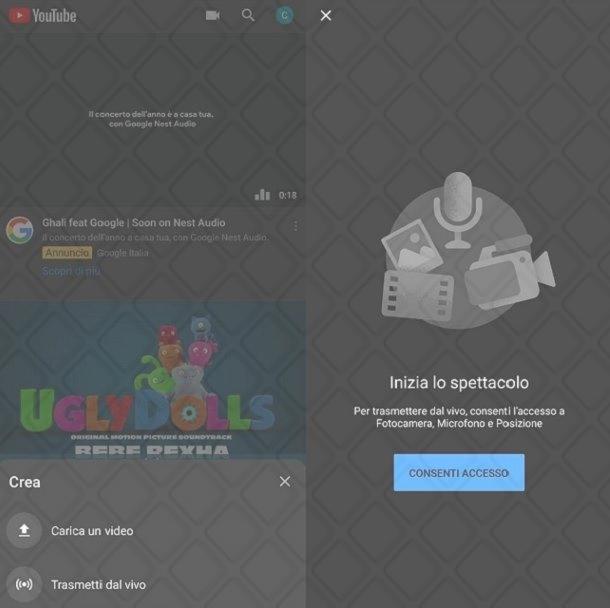 Come fare live su YouTube da telefono