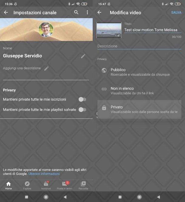 Come rendere privato un canale YouTube da mobile