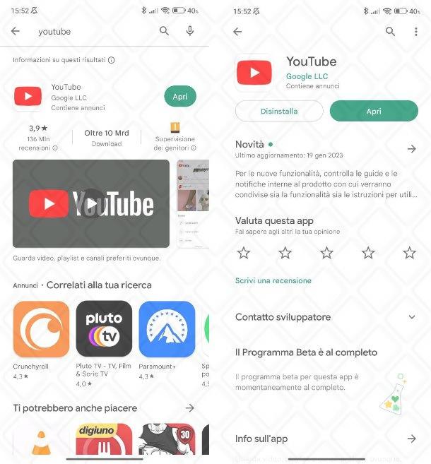 Come scaricare l'app YouTube su Android